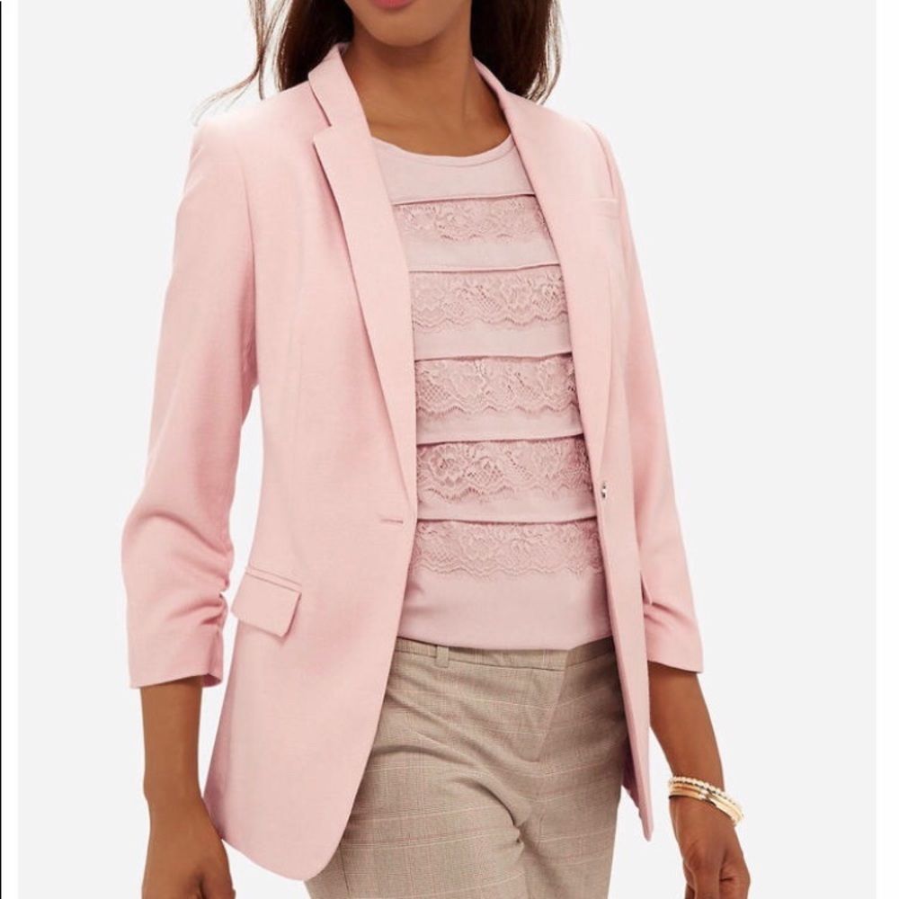 THE LIMITED MADISON BLUSH SCRUNCH SLEEVE BLAZER